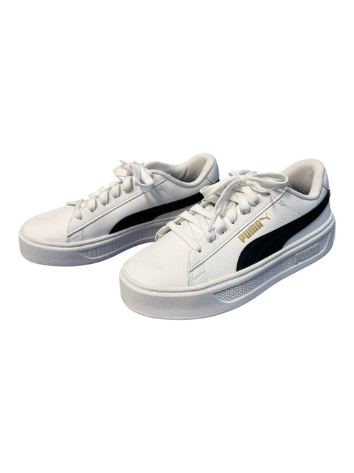 Puma Shoe Size 7.5 White Leather Upper Rubber Sole lace up Round Toe Shoes White / 7.5