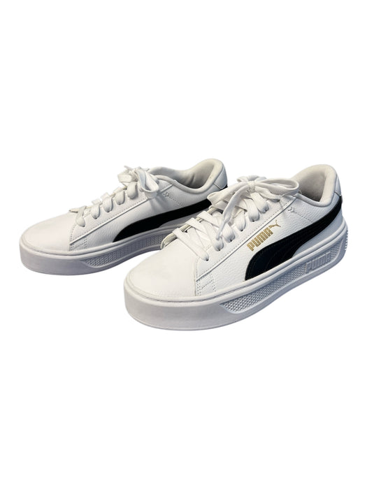 Puma Shoe Size 7.5 White Leather Upper Rubber Sole lace up Round Toe Shoes White / 7.5