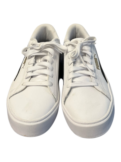 Puma Shoe Size 7.5 White Leather Upper Rubber Sole lace up Round Toe Shoes White / 7.5