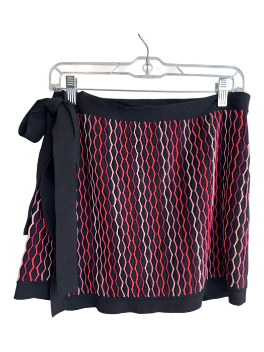 NBD Size L Black & Multi Viscose & Nylon Raised Zigzag Stripe Wrap Wrap Skirt Black & Multi / L