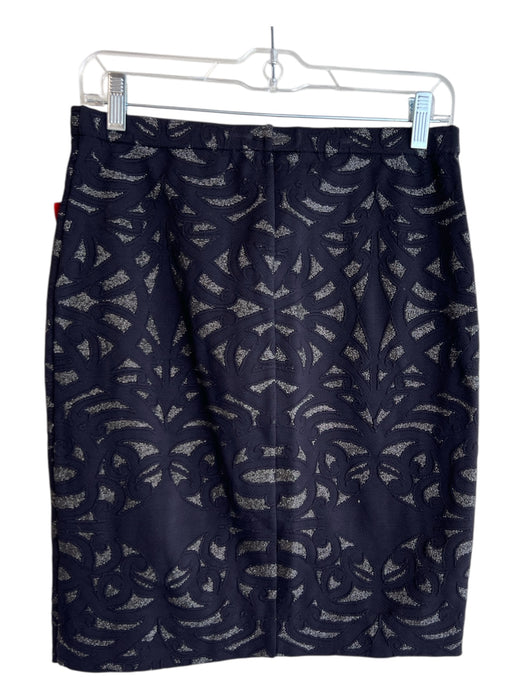 Artelier Nicole Miller Size 8 Black Nylon Blend metalic Jaquard Pull On Skirt Black / 8