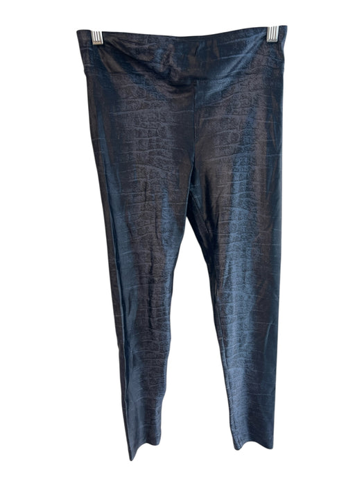 Koral Size M Black Modal Metallic Shimmer Snakeskin Print Pull On Leggings Black / M