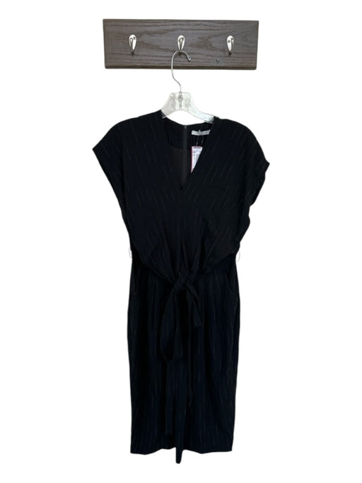 MM. Lafleur Size 2 Black & White Triacetate Cap Sleeve Pin Stripe Midi Dress Black & White / 2