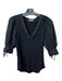 Ulla Johnson Size Medium Black Cotton Fabric Block 3/4 Balloon Sleeve V Neck Top Black / Medium