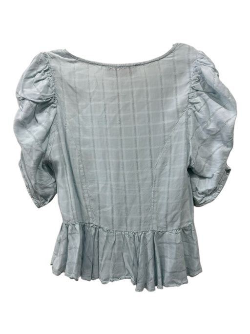 Anna Cate Size XS Light Blue Viscose Short Puff Sleeve V Neck Maxi Skirt Set Light Blue / XS