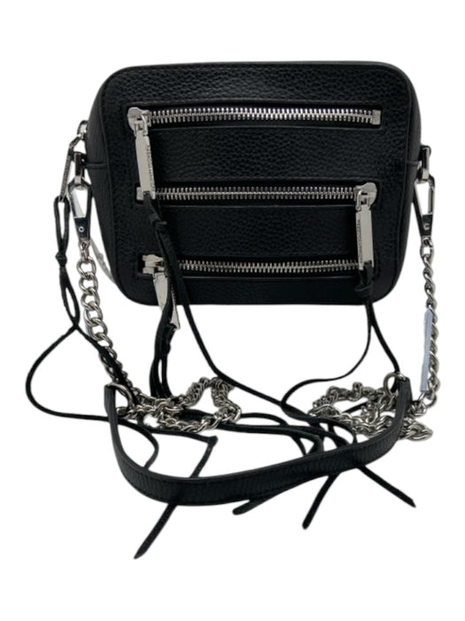 Rebecca Minkoff Black Leather Silver Hardware Zip Tassel Crossbody Bag Black / S