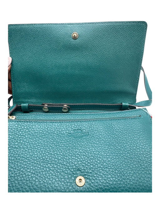 Coach Teal Leather Snap Closure Inner Pocket Crossbody Bag Teal / S