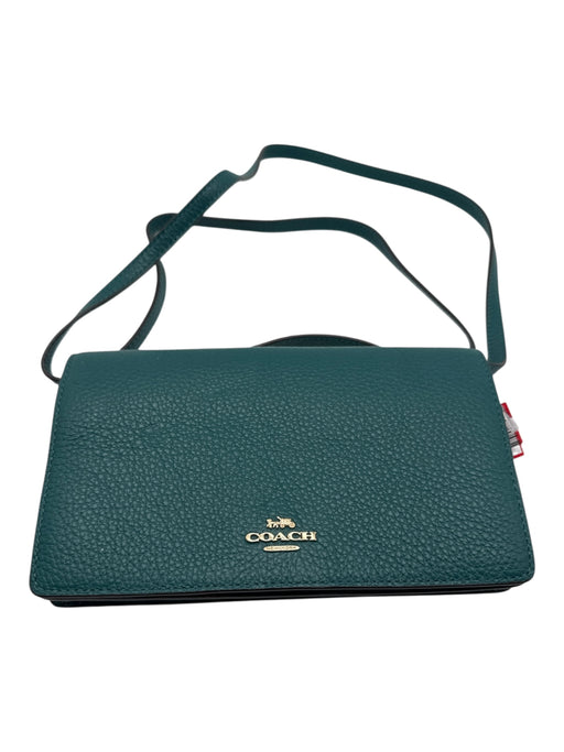 Coach Teal Leather Snap Closure Inner Pocket Crossbody Bag Teal / S
