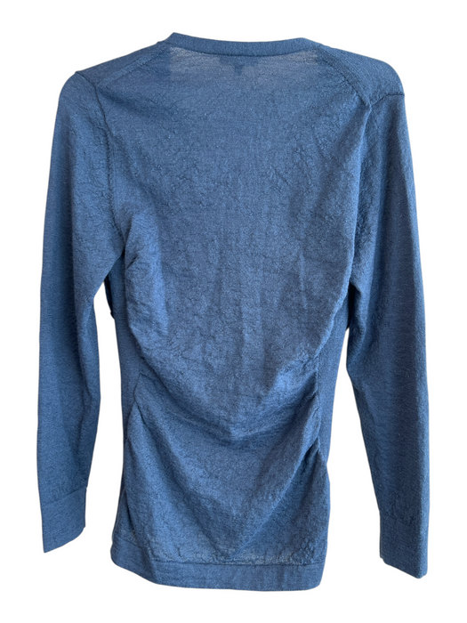Lafayette 148 Size M Blue Polyamide Long Sleeve V Neck Semi Sheer Top Blue / M