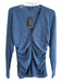 Lafayette 148 Size M Blue Polyamide Long Sleeve V Neck Semi Sheer Top Blue / M