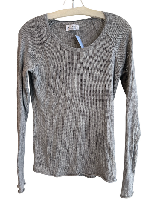 Velvet Size M Grey Cotton Blend Long Sleeve Knit Round Neck Sheer Top Grey / M