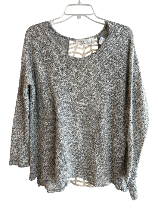 Vintage Havana Size M Gray Cotton Blend Long Sleeve Open Back Scoop Neck Top Gray / M