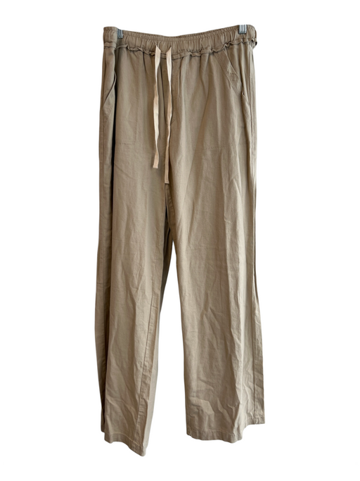 Splendid Size M Tan Linen Blend Elastic & Drawstring Waist Side Pockets Pants Tan / M