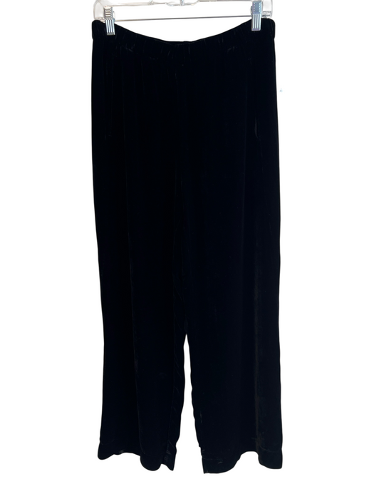 Velvet Size M Black Viscose Elastic Waist Velvet Side Pocket Wide Leg Pants Black / M
