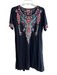 Johnny Was Size S Black & Multi Cotton Short Sleeve Embroidered Design Dress Black & Multi / S