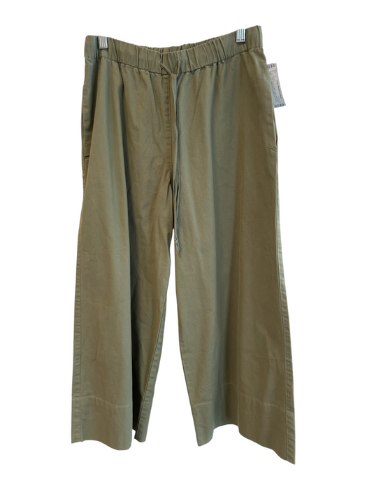 Velvet Size M Green Cotton Elastic Waist solid color Side Pockets Wide Leg Pants Green / M