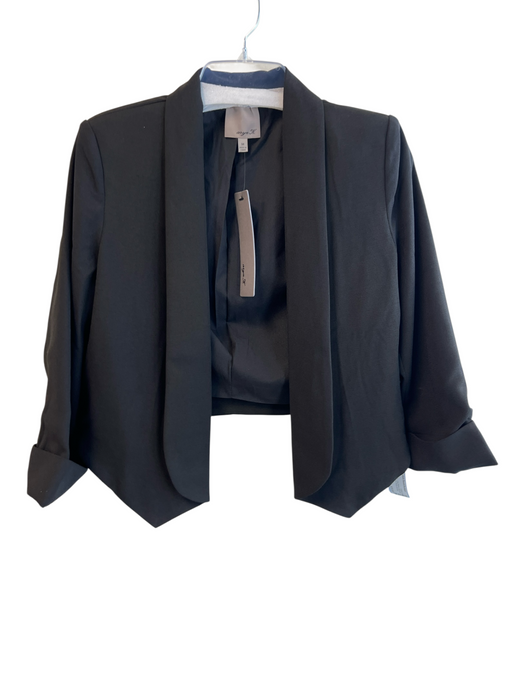 Aryn K. Size M Black Polyester Long Sleeve solid color Open Front Cropped Jacket Black / M