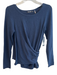 Nic + Zoe Size M Navy Blue Cotton Blend Long Sleeve Round Neck Knit Top Navy Blue / M