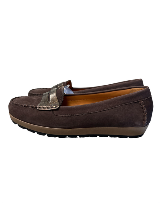 Geox Respira Shoe Size 39 Brown Suede Almond Toe Stitch Detail Flat Loafer Shoes Brown / 39