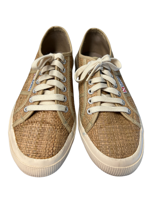 Superga Shoe Size 8.5 Brown Canvas Round Toe Basket Weave Lace Up Sneaker Shoes Brown / 8.5