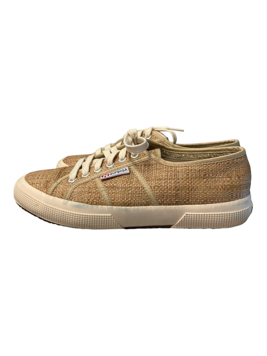 Superga Shoe Size 8.5 Brown Canvas Round Toe Basket Weave Lace Up Sneaker Shoes Brown / 8.5