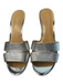 Enzo Angiolini Shoe Size 9.5 Silver Manmade Material open toe Two Strand Heels Silver / 9.5