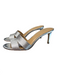 Enzo Angiolini Shoe Size 9.5 Silver Manmade Material open toe Two Strand Heels Silver / 9.5