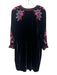 Johnny Was Size M Black, Purple & Pink Silk Blend Velvet Floral Embroidery Dress Black, Purple & Pink / M