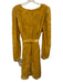 Yumi Kim Size L Gold Yellow Nylon Blend Floral Burnout Velvet V Neck Dress Gold Yellow / L