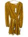 Yumi Kim Size L Gold Yellow Nylon Blend Floral Burnout Velvet V Neck Dress Gold Yellow / L