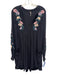 Free People Size S Black, Purple & Pink Rayon Floral Embroidered V Neck Dress Black, Purple & Pink / S