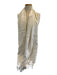 Banana Republic Cream White Silk Floral Jacquard Fringe Edging Rectangle scarf Cream White