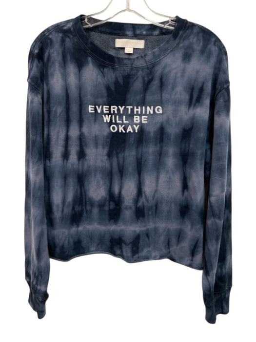Spiritual Gangster Size Small Mixed Blues Cotton Blend Tie Dye Graphic Sweater Mixed Blues / Small