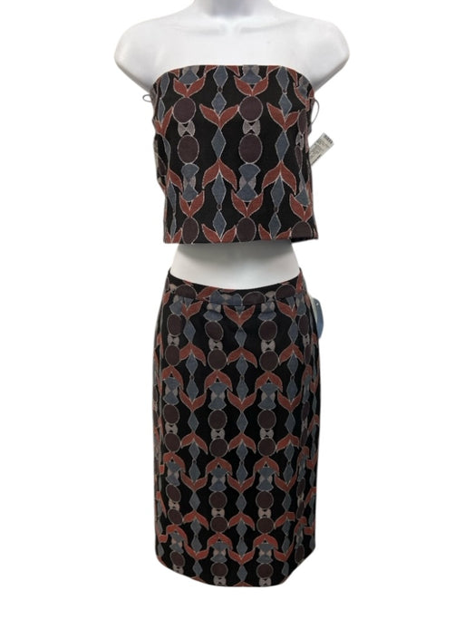Tahari Arthur S. Levine Size 6 Black, Purple & Red Cotton Blend Skirt Set Black, Purple & Red / 6