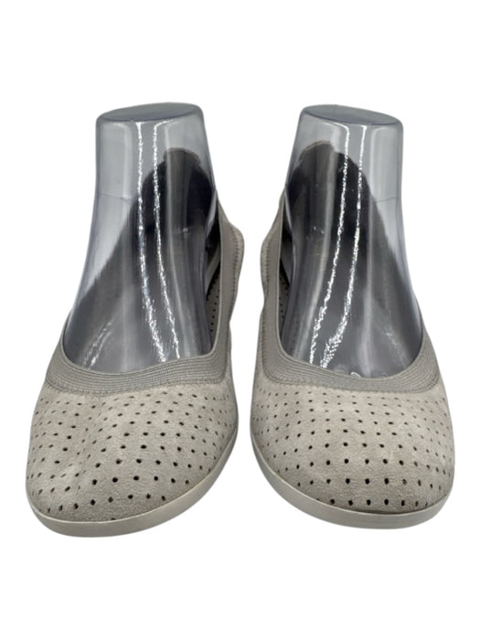 Cole Haan Shoe Size 9 Light Gray Leather Upper Perforated Elastic Opening Flats Light Gray / 9