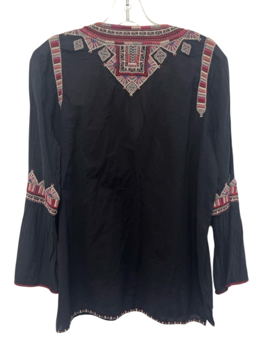 Johnny Was Workshop Size Medium Black, Red, White Cotton Long Bell Sleeve Top Black, Red, White / Medium