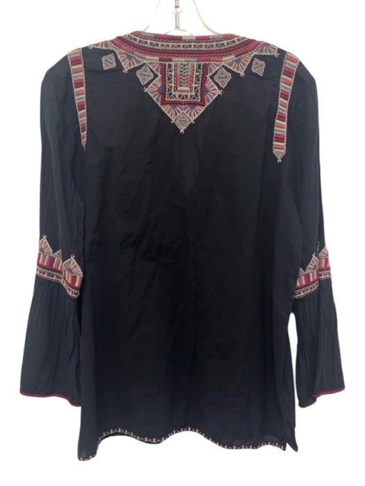 Johnny Was Workshop Size Medium Black, Red, White Cotton Long Bell Sleeve Top Black, Red, White / Medium