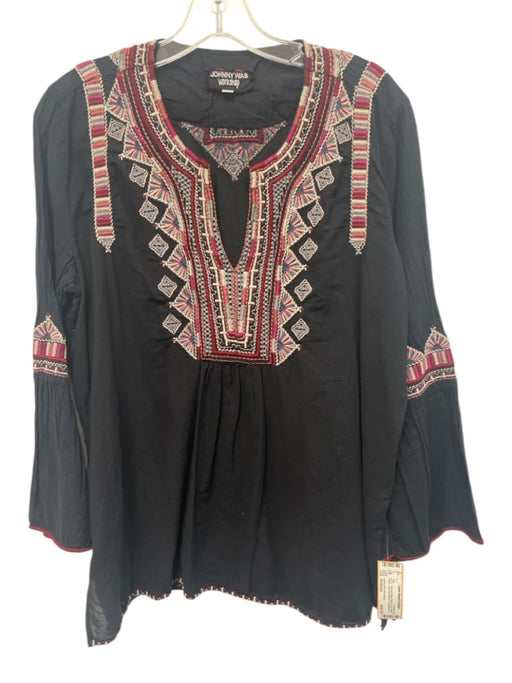 Johnny Was Workshop Size Medium Black, Red, White Cotton Long Bell Sleeve Top Black, Red, White / Medium