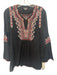 Johnny Was Workshop Size Medium Black, Red, White Cotton Long Bell Sleeve Top Black, Red, White / Medium