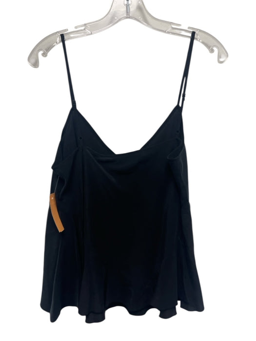 Rebecca Taylor Size 8 Black Silk Spaghetti Strap Gathered V Neck Top Black / 8