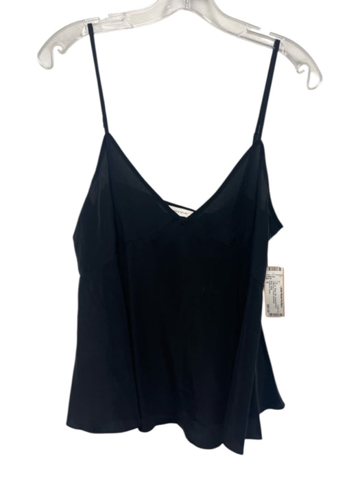 Rebecca Taylor Size 8 Black Silk Spaghetti Strap Gathered V Neck Top Black / 8