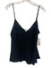 Rebecca Taylor Size 8 Black Silk Spaghetti Strap Gathered V Neck Top Black / 8
