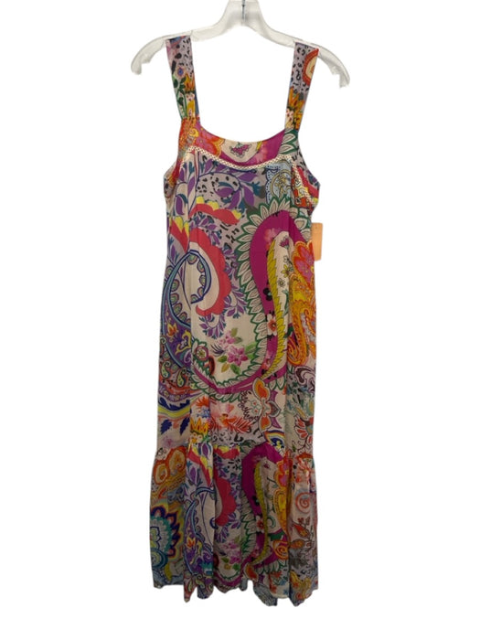 Johnny Was Size XS Pink & Multi Cupra Sleeveless Floral Lace Detail Tiered Dress Pink & Multi / XS