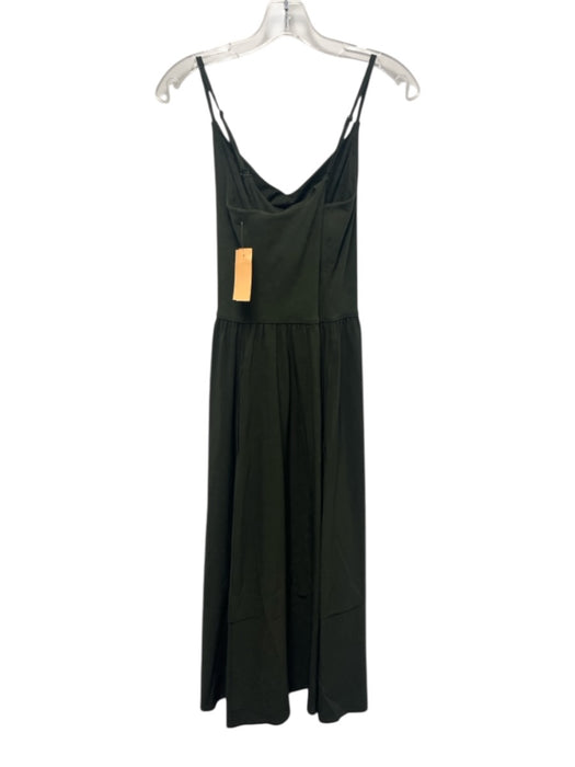 Athleta Size Medium Dark Green Nylon Blend Spaghetti Strap Mixed Fabric Dress Dark Green / Medium
