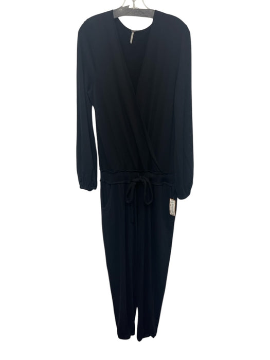 Young, Fab & Broke Size Large Black Long Sleeve Surplice Jogger Jumpsuit Black / Large