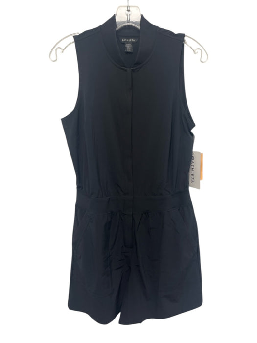 Athleta Size 6T Black Polyester Blend Sleeveless Elastic Waist Pockets Jumpsuit Black / 6T