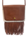 Hobo Beige Leather & Linen Fringe Crossbody Magnetic Close Inside Zipper Bag Beige / S