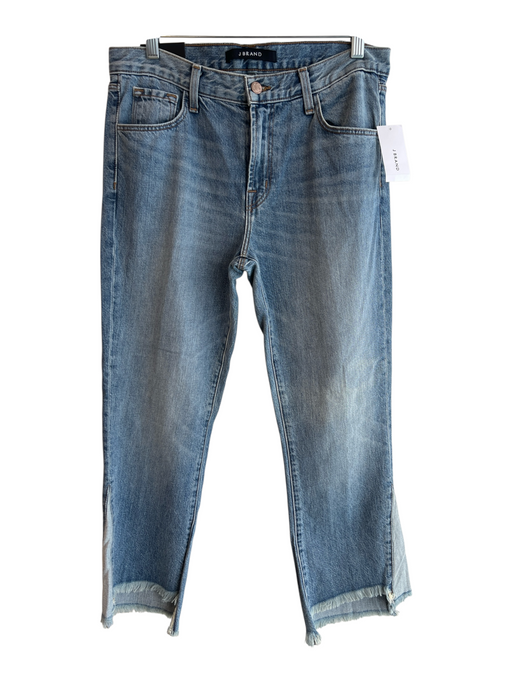 J Brand Size 27 Light Wash Cotton Mid Rise Raw Hem Zip Fly Straight Leg Jeans Light Wash / 27