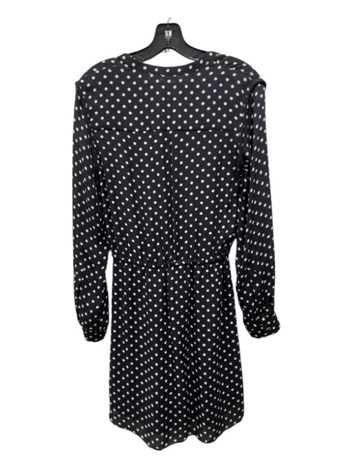 Intermix Size P Black & Cream Silk Long Sleeve Polka Dot Drawstring Waist Dress Black & Cream / P