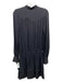 Parker Size XS Black Silk Long Sleeve Embellished Tie Neck V Neck Dress Black / XS